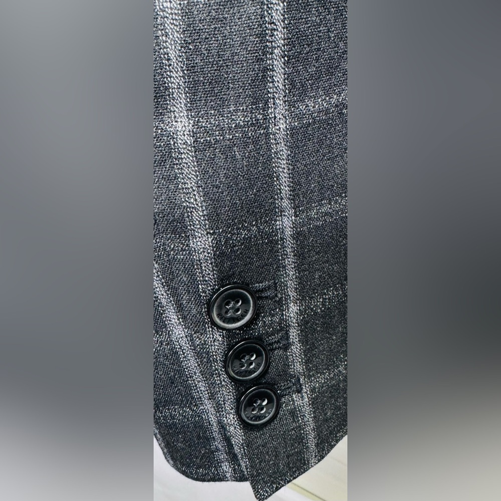 Tommy Hilfiger Plaid Blazer Gray Windowpane Elbow Patches Size 8 - Picture 7 of 9